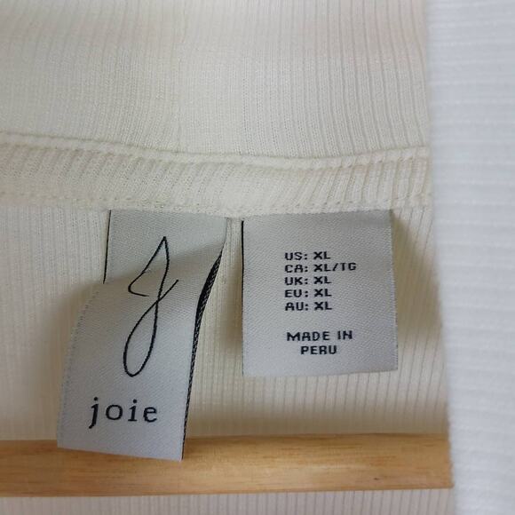 Joie SZ XL Cream Pima Cotton Ribbed Turtleneck NWT - Picture 4 of 6